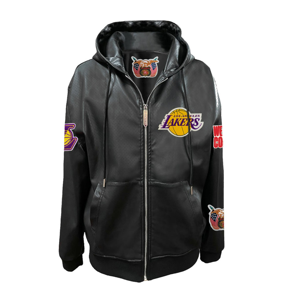 Los Angeles Lakers Jeff Hamilton Vegan Leather Full-Zip Hoodie Black - NBA