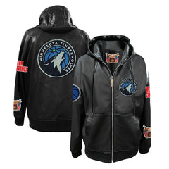 Minnesota Timberwolves Jeff Hamilton Vegan Leather Full-Zip Hoodie Black - NBA