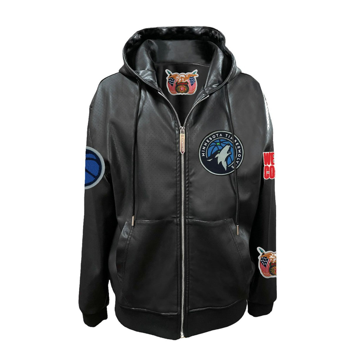 Minnesota Timberwolves Jeff Hamilton Vegan Leather Full-Zip Hoodie Black - NBA