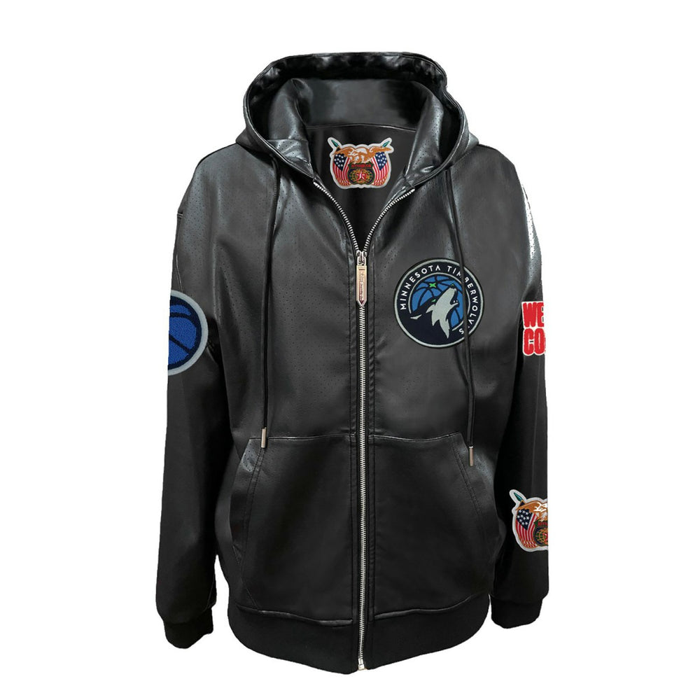 Minnesota Timberwolves Jeff Hamilton Vegan Leather Full-Zip Hoodie Black - NBA