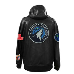 Minnesota Timberwolves Jeff Hamilton Vegan Leather Full-Zip Hoodie Black - NBA