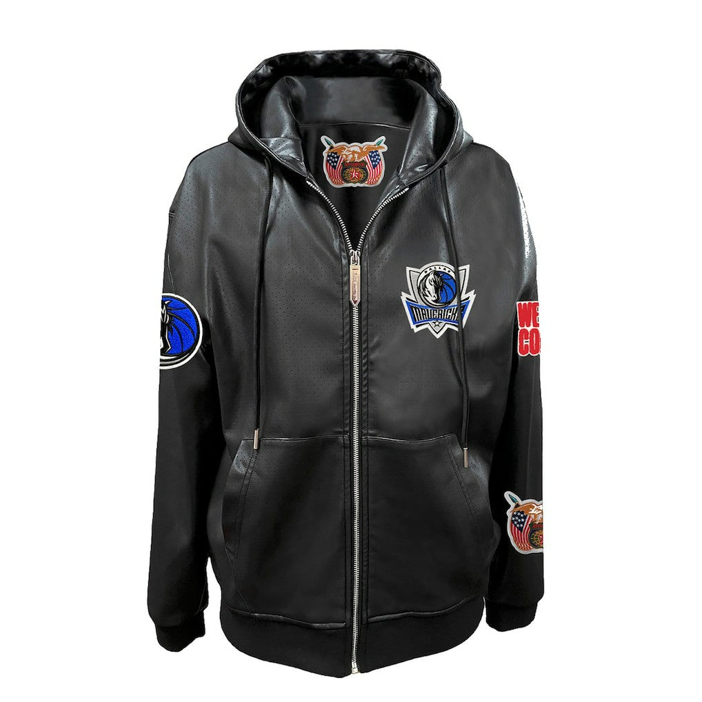 Dallas Mavericks Jeff Hamilton Vegan Leather Full-Zip Hoodie Black - NBA