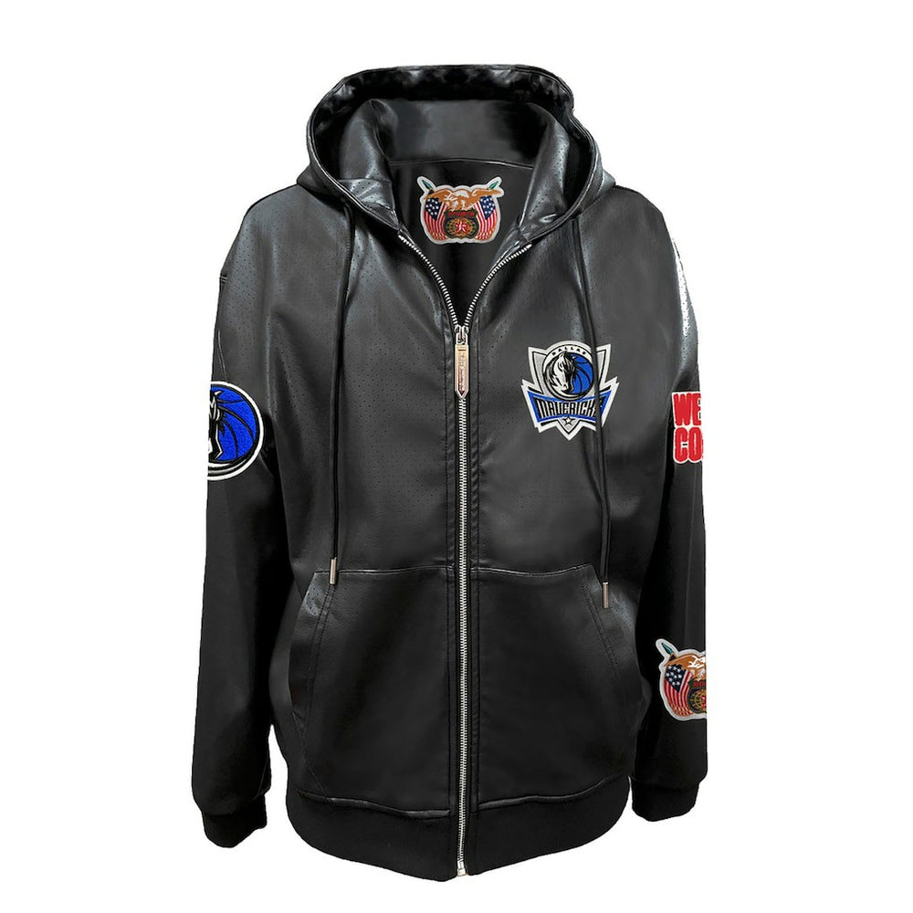 Dallas Mavericks Jeff Hamilton Vegan Leather Full-Zip Hoodie Black - NBA