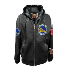 Golden State Warriors Jeff Hamilton Vegan Leather Full-Zip Hoodie Black - NBA