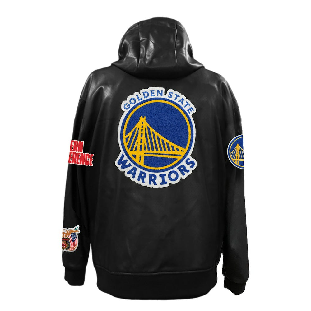 Golden State Warriors Jeff Hamilton Vegan Leather Full-Zip Hoodie Black - NBA