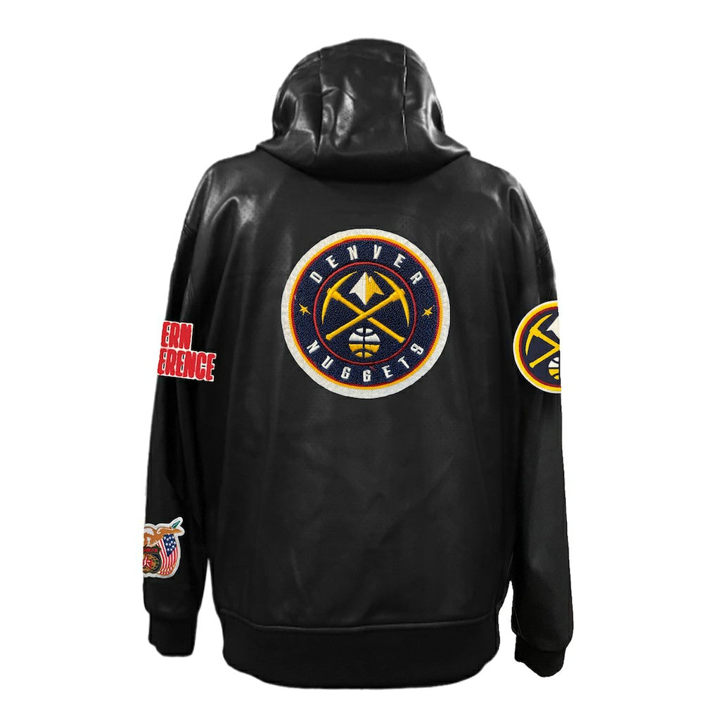 Denver Nuggets Jeff Hamilton Vegan Leather Full-Zip Hoodie Black - NBA