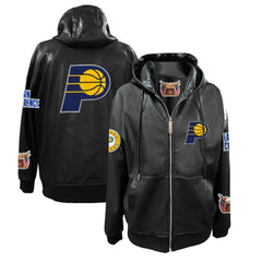 Indiana Pacers Jeff Hamilton Vegan Leather Full-Zip Hoodie Black - NBA