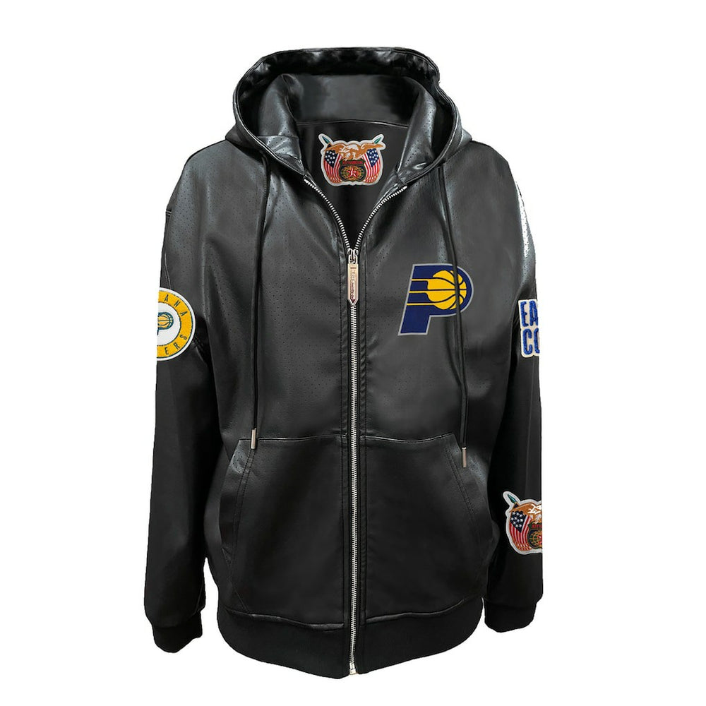 Indiana Pacers Jeff Hamilton Vegan Leather Full-Zip Hoodie Black - NBA