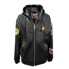 Indiana Pacers Jeff Hamilton Vegan Leather Full-Zip Hoodie Black - NBA