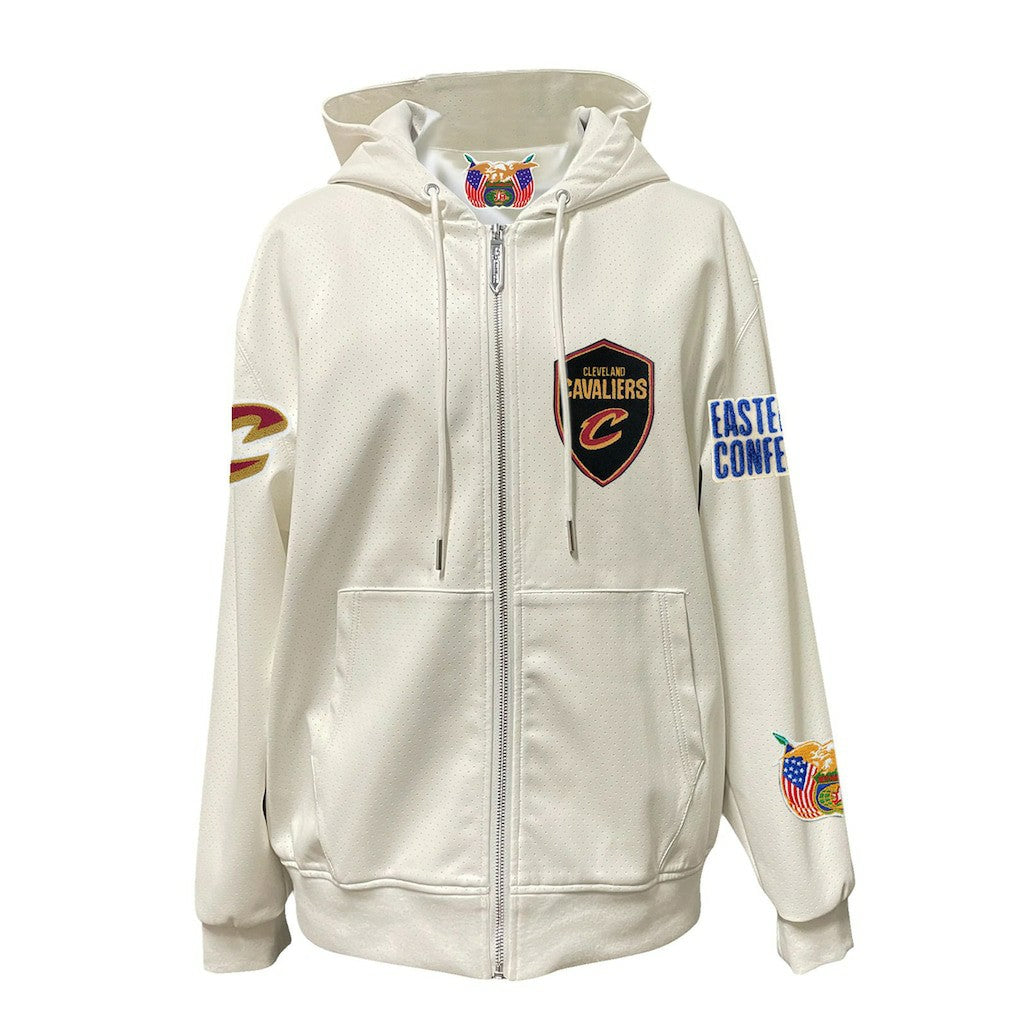 Cleveland Cavaliers Jeff Hamilton Vegan Leather Full-Zip Hoodie White - NBA