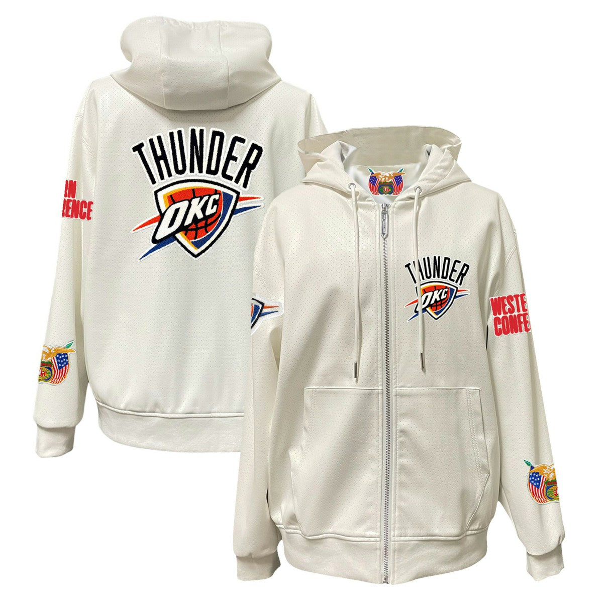 Oklahoma City Thunder Jeff Hamilton Vegan Leather Full-Zip Hoodie White - NBA