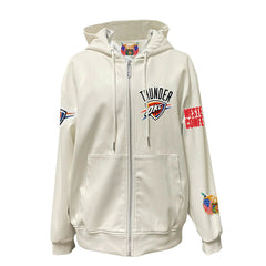 Oklahoma City Thunder Jeff Hamilton Vegan Leather Full-Zip Hoodie White - NBA