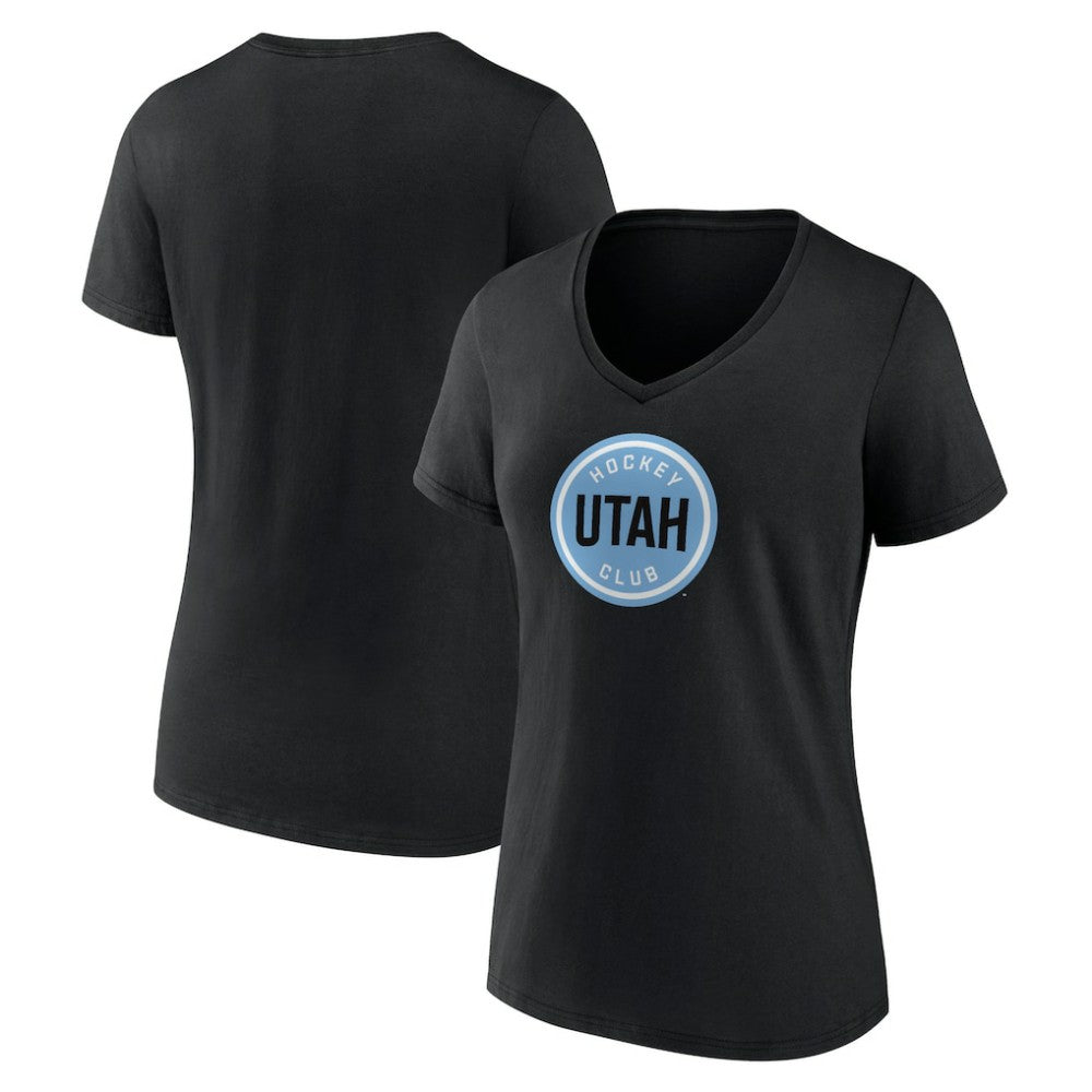 Utah Mammoth Fanatics Women's Draft Logo V-Neck T-Shirt - Black - NHL