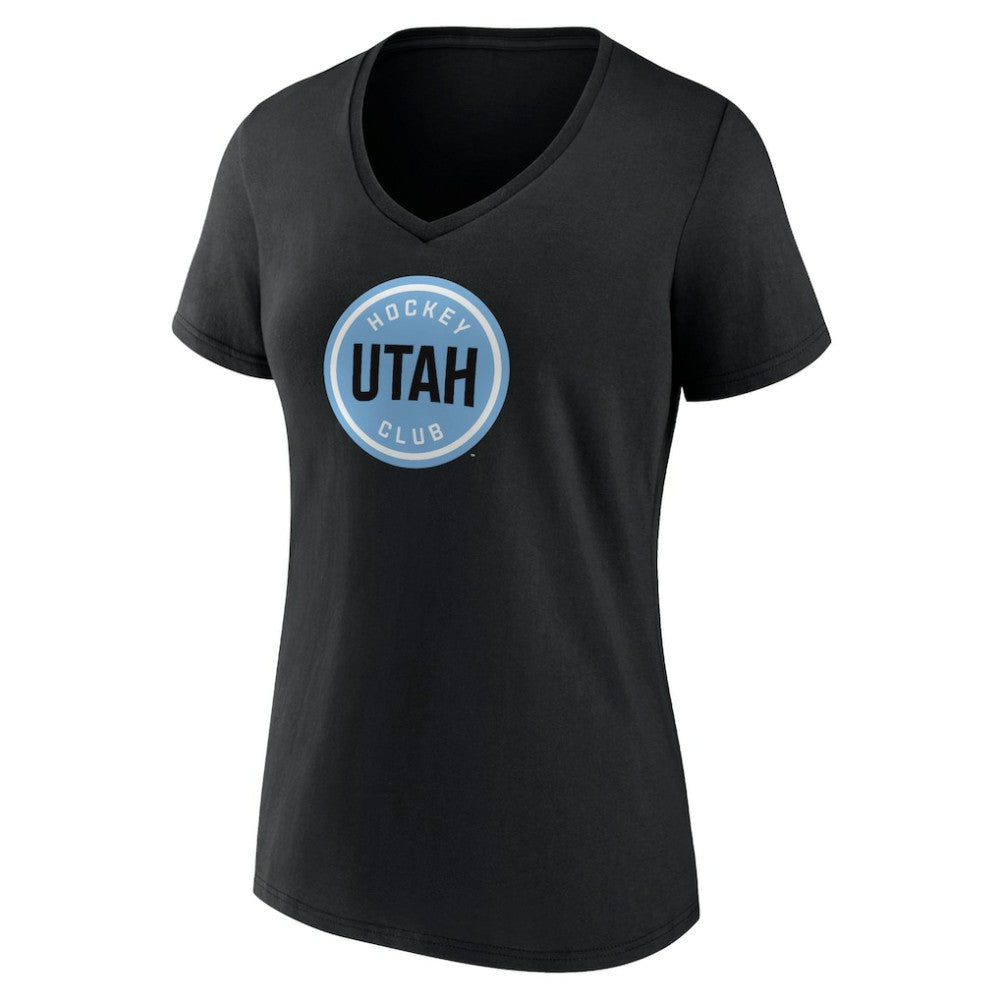 Utah Mammoth Fanatics Women's Draft Logo V-Neck T-Shirt - Black - NHL