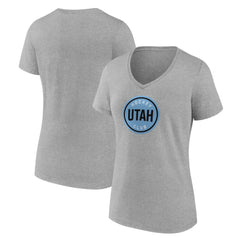 Utah Mammoth Fanatics Women's Draft Logo V-Neck T-Shirt - Heather Gray - NHL
