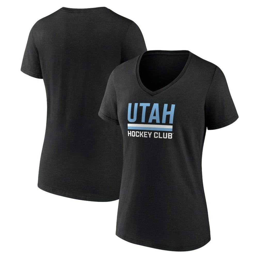 Utah Mammoth Fanatics Women's Secondary Logo V-Neck T-Shirt - Black - NHL