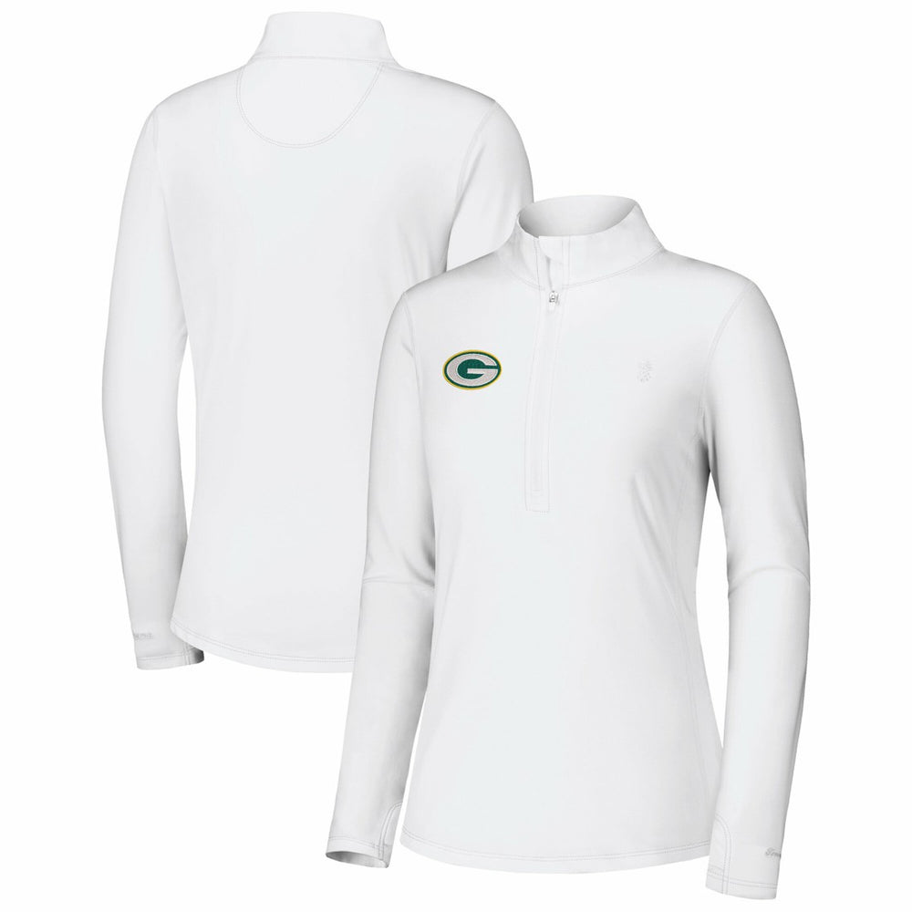 Green Bay Packers Women's Sport Playa Vista IslandZone Quarter-Zip Jacket White | Tommy Bahama