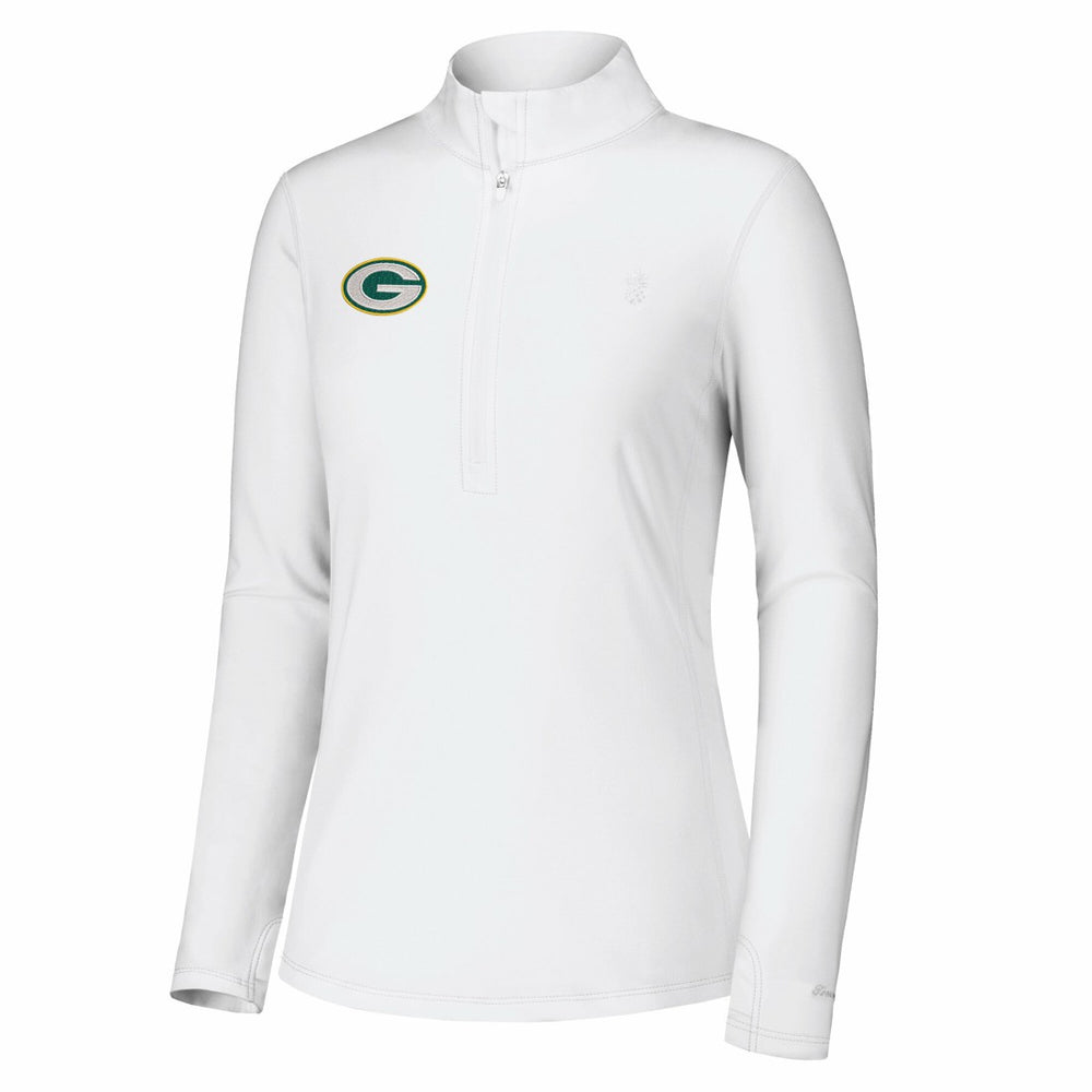 Green Bay Packers Women's Sport Playa Vista IslandZone Quarter-Zip Jacket White | Tommy Bahama
