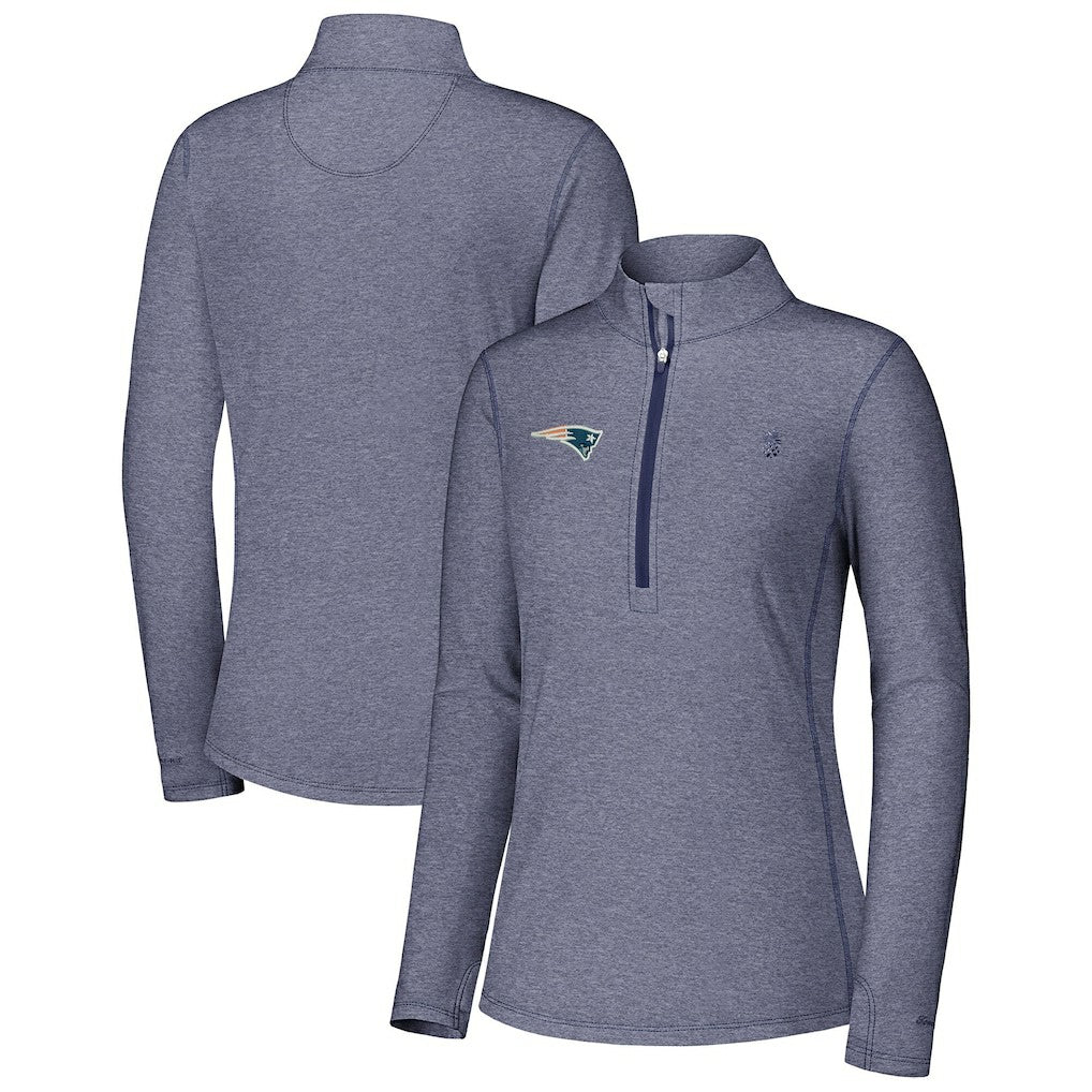 New England Patriots Women's Sport Playa Vista IslandZone Quarter-Zip Jacket Navy | Tommy Bahama