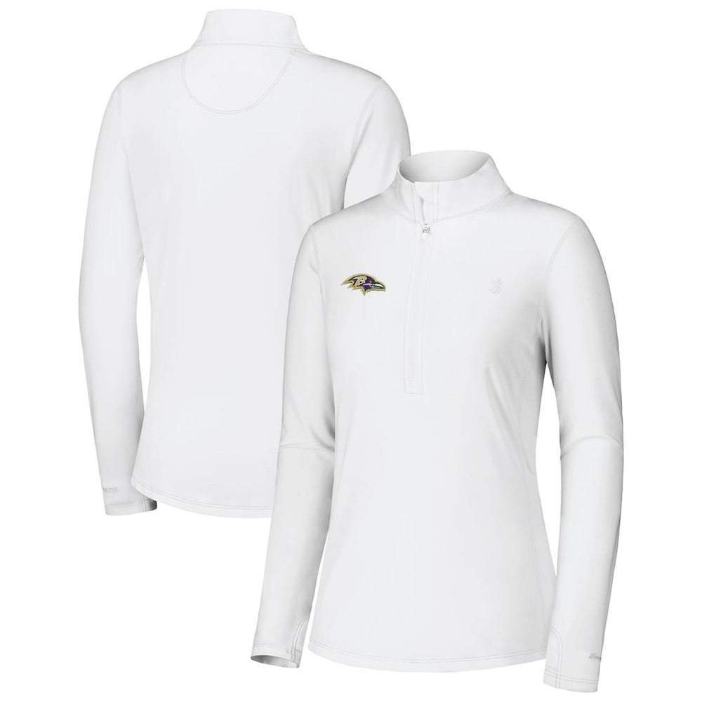 Baltimore Ravens Women's Sport Playa Vista IslandZone Quarter-Zip Jacket White | Tommy Bahama