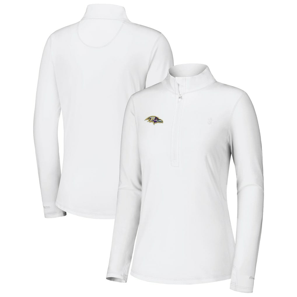 Baltimore Ravens Women's Sport Playa Vista IslandZone Quarter-Zip Jacket White | Tommy Bahama