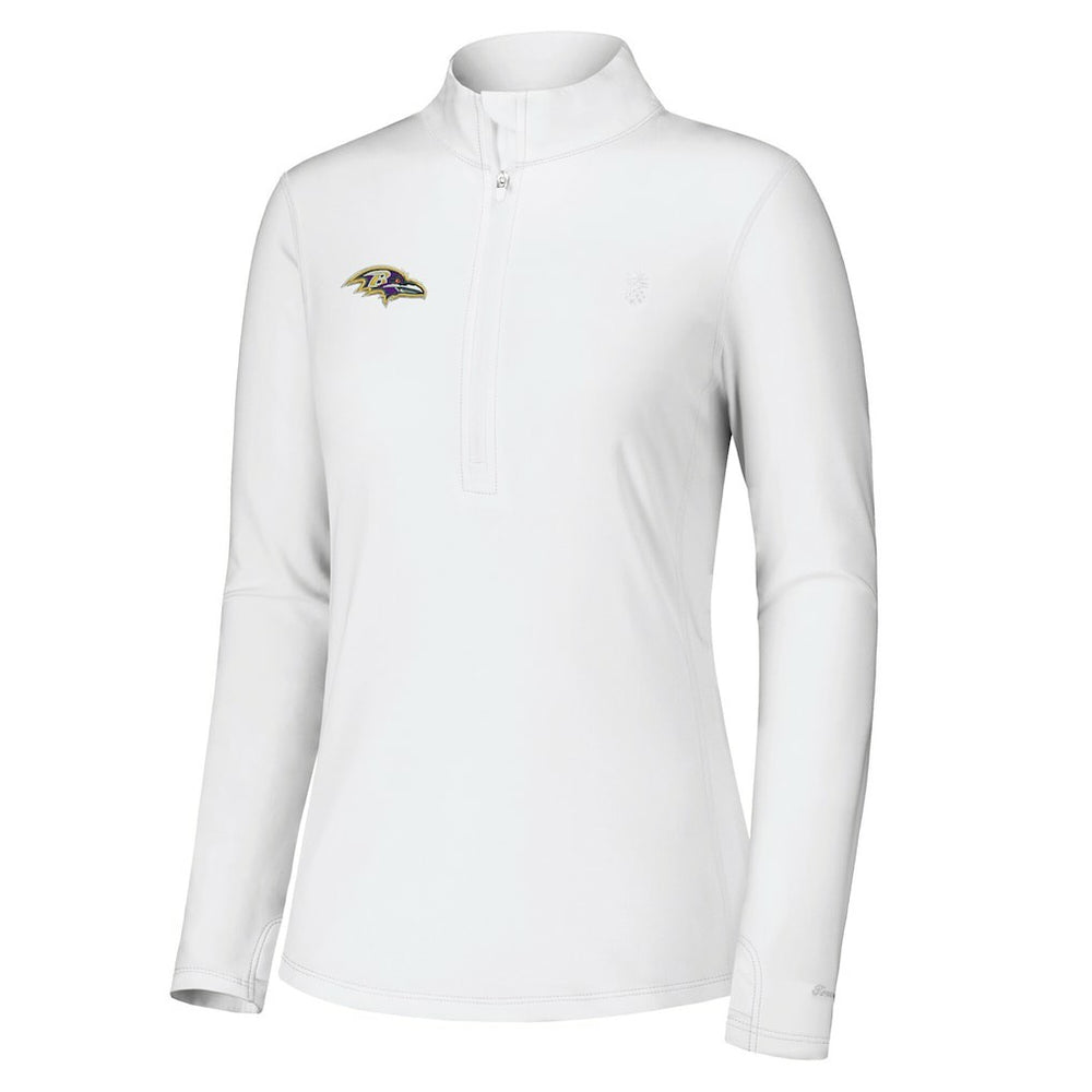 Baltimore Ravens Women's Sport Playa Vista IslandZone Quarter-Zip Jacket White | Tommy Bahama