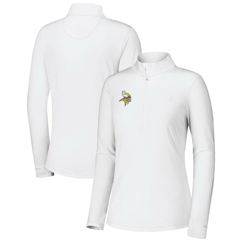 Minnesota Vikings Women's Sport Playa Vista IslandZone Quarter-Zip Jacket White | Tommy Bahama