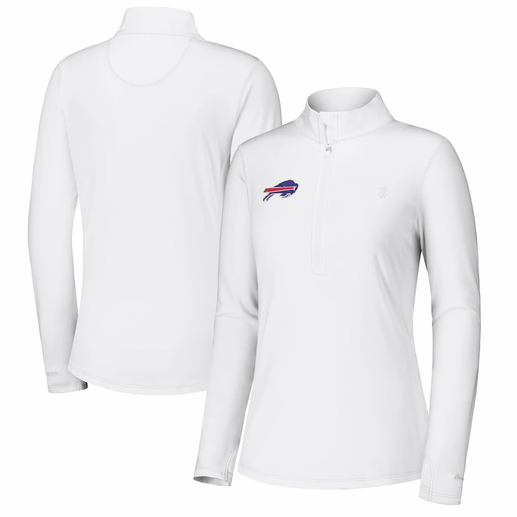 Buffalo Bills Women's Sport Playa Vista IslandZone Quarter-Zip Jacket White | Tommy Bahama