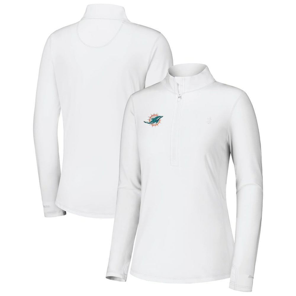 Miami Dolphins Women's Sport Playa Vista IslandZone Quarter-Zip Jacket White | Tommy Bahama