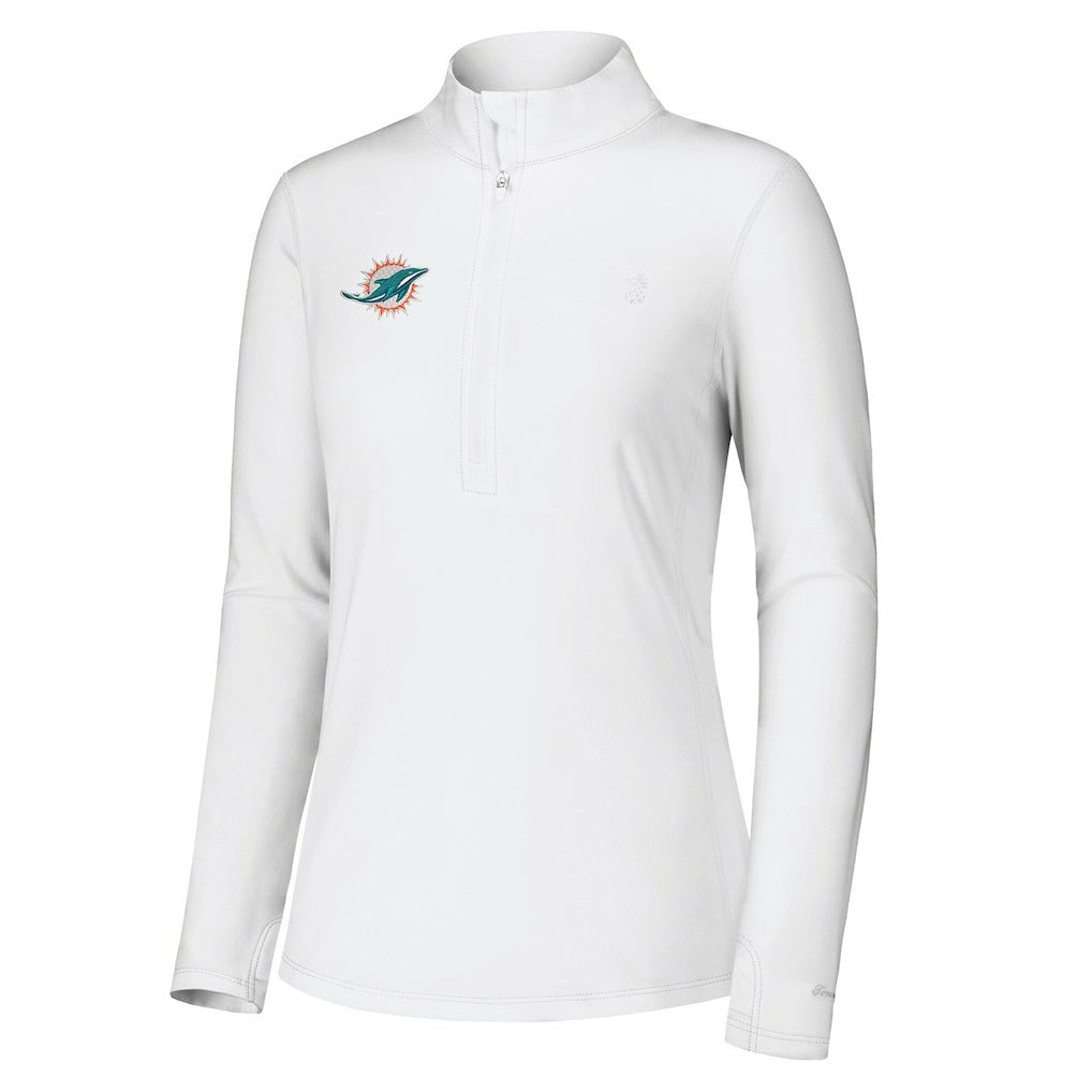 Miami Dolphins Women's Sport Playa Vista IslandZone Quarter-Zip Jacket White | Tommy Bahama