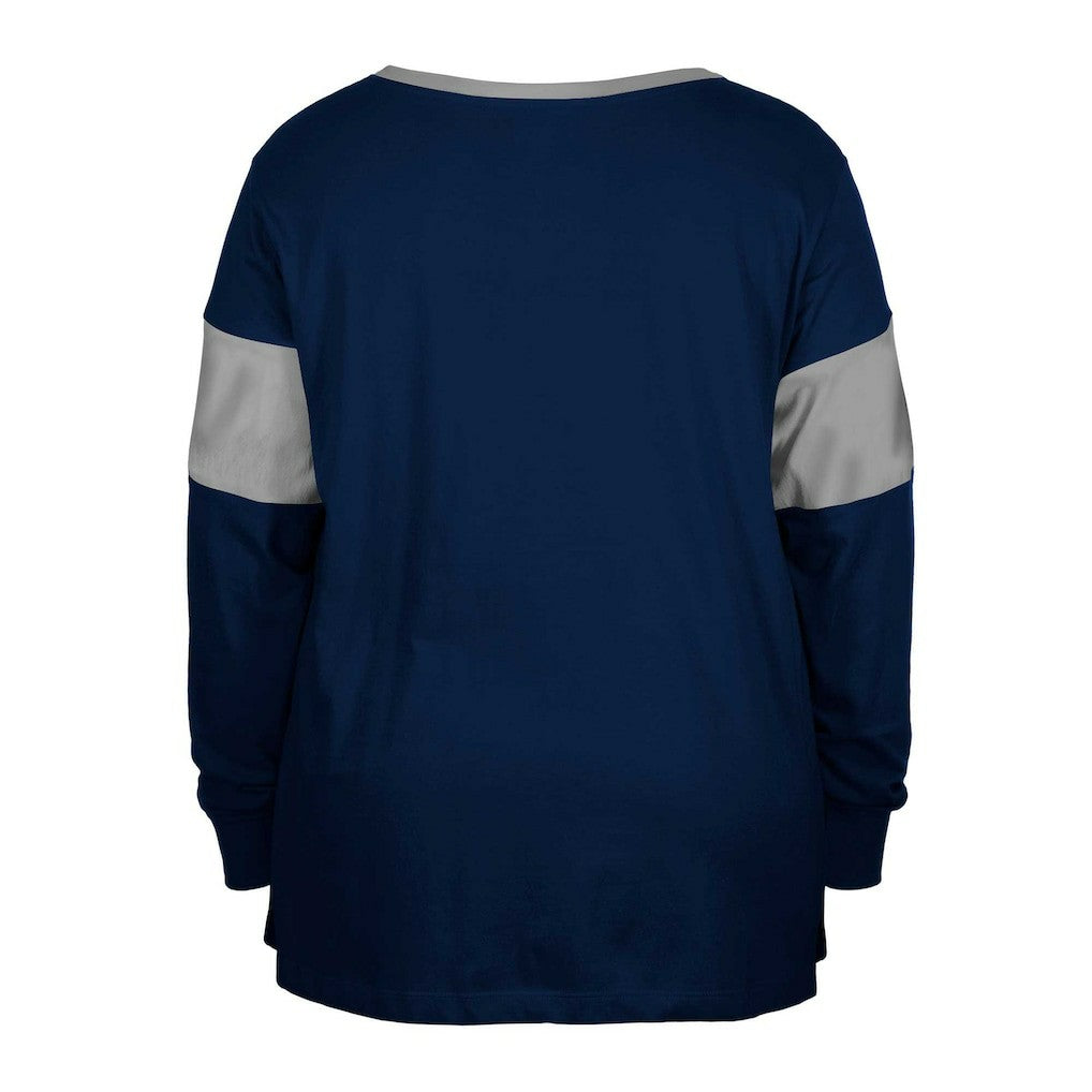 Dallas Cowboys New Era Women's Plus Size Lace-Up Notch Neck Long Sleeve T-Shirt  Navy | NFL