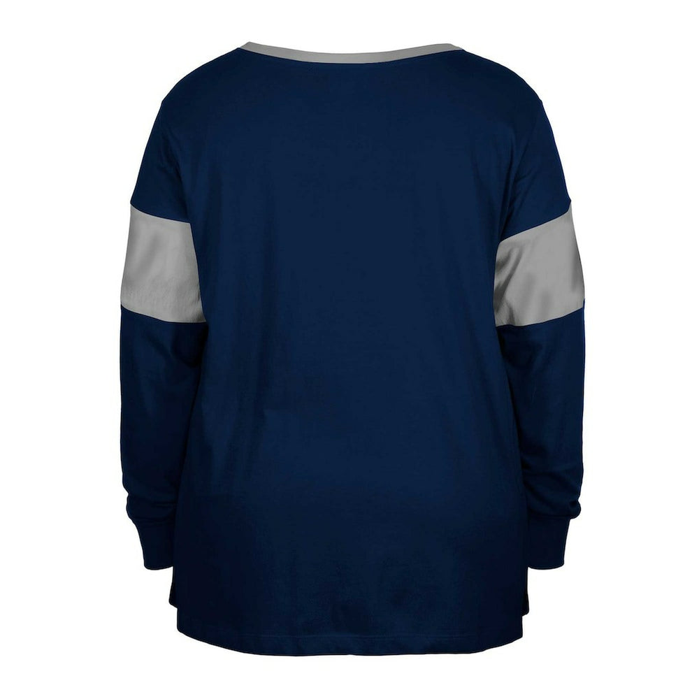 Dallas Cowboys New Era Women's Plus Size Lace-Up Notch Neck Long Sleeve T-Shirt  Navy | NFL
