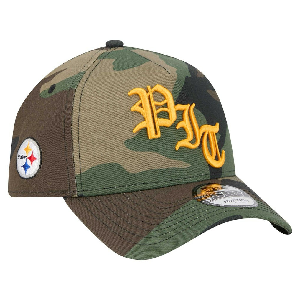 Pittsburgh Steelers New Era Mystic Camo A-Frame 9FORTY Adjustable Hat Camo | NFL