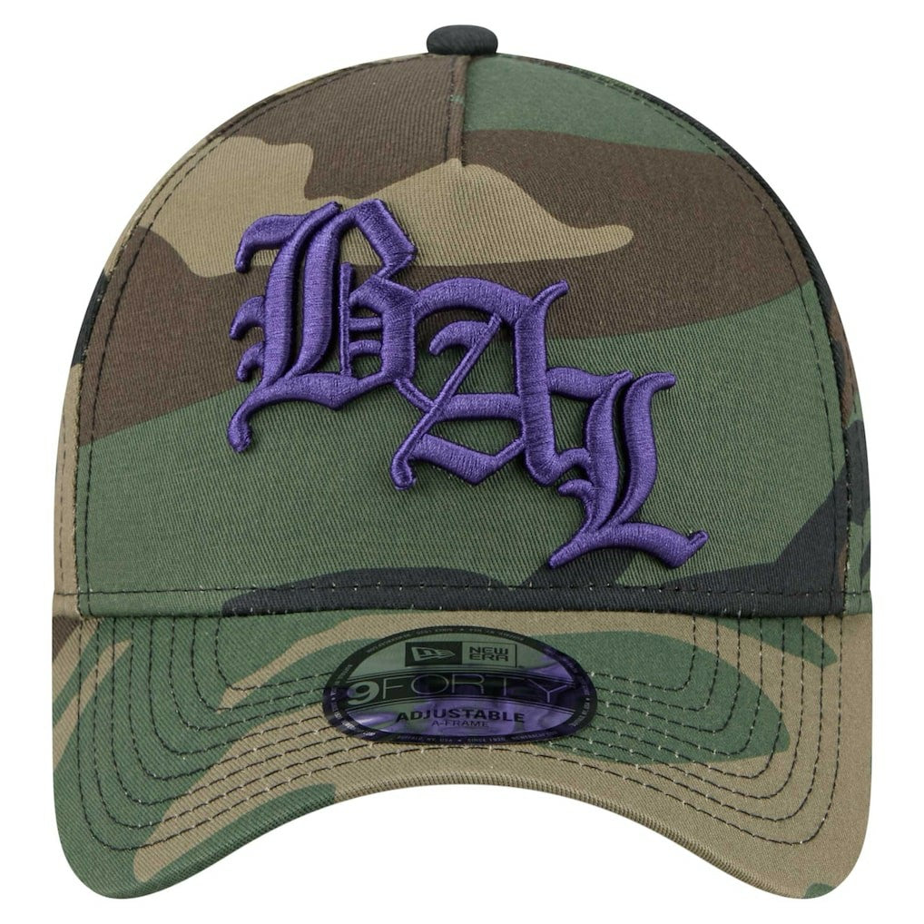 Baltimore Ravens New Era Mystic Camo A-Frame 9FORTY Adjustable Hat Camo | NFL