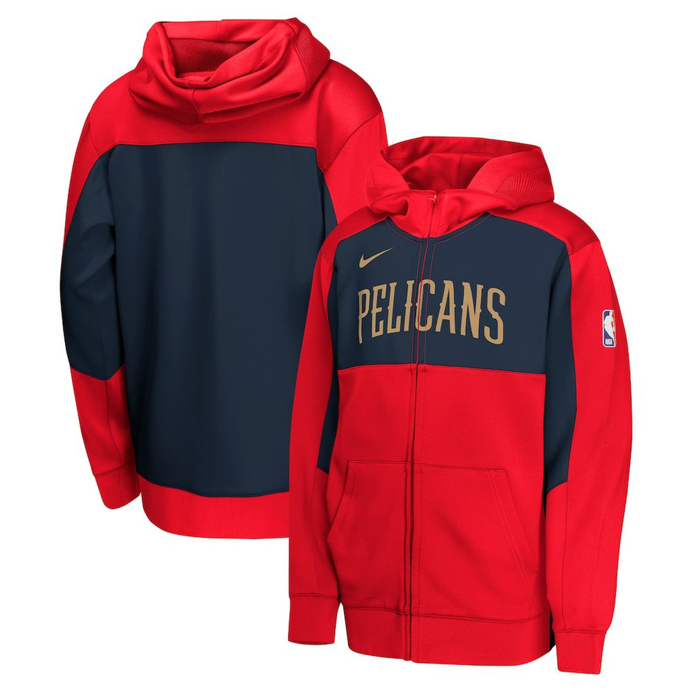 New Orleans Pelicans Youth Authentic On-Court Showtime Performance Full-Zip Hoodie Red/Navy - NBA