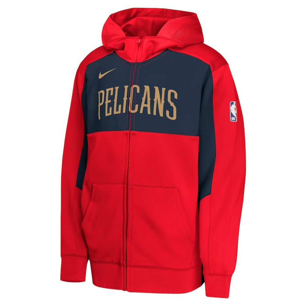 New Orleans Pelicans Youth Authentic On-Court Showtime Performance Full-Zip Hoodie Red/Navy - NBA