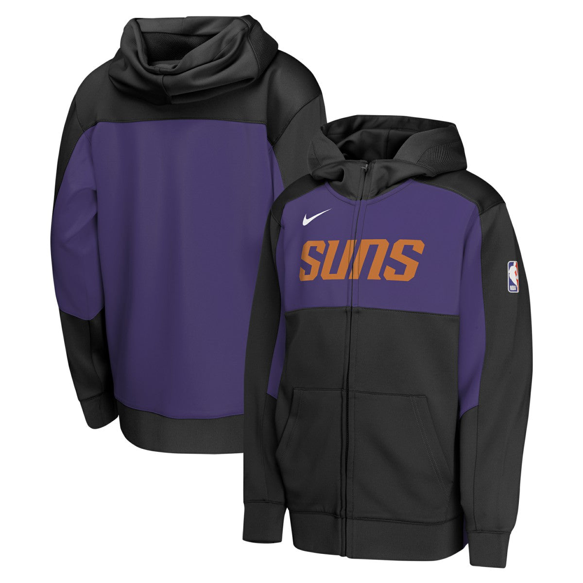Phoenix Suns Youth Authentic On-Court Showtime Performance Full-Zip Hoodie Black/Purple - NBA