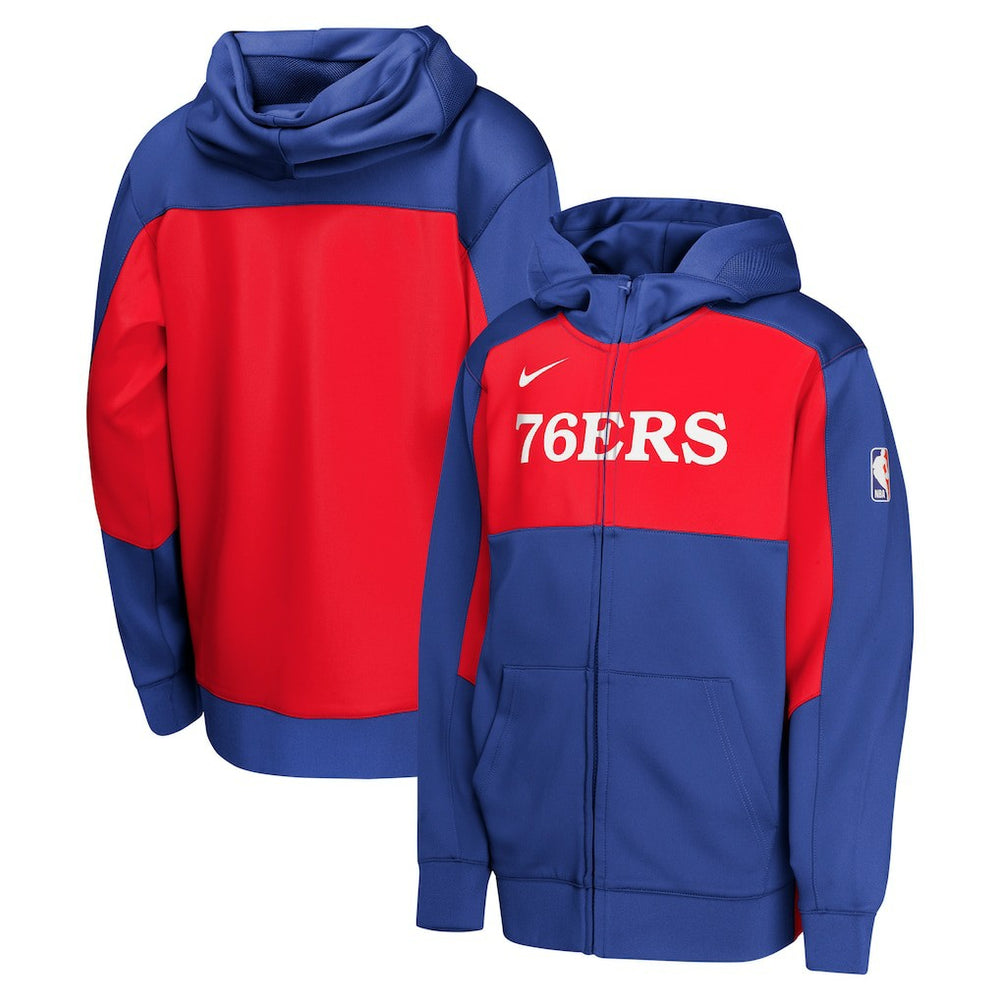 Philadelphia 76ers Youth Authentic On-Court Showtime Performance Full-Zip Hoodie Royal/Red - NBA