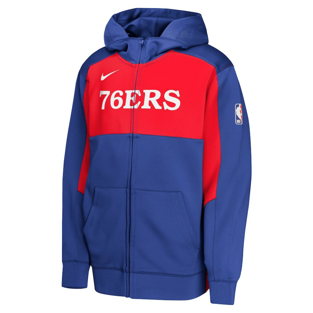 Philadelphia 76ers Youth Authentic On-Court Showtime Performance Full-Zip Hoodie Royal/Red - NBA