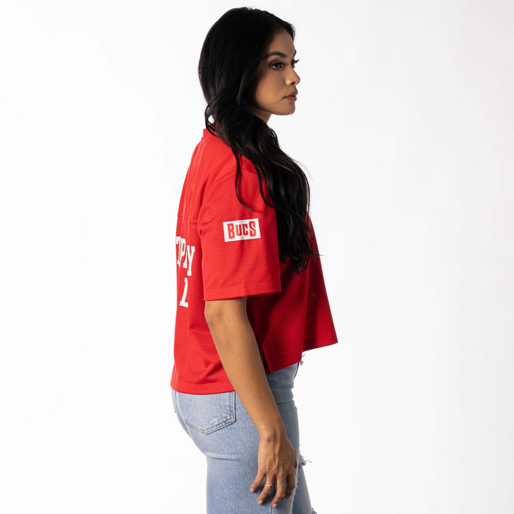 Tampa Bay Buccaneers The Wild Collective Women's Alternate V-Neck Fashion Jersey T-Shirt Red | NFL