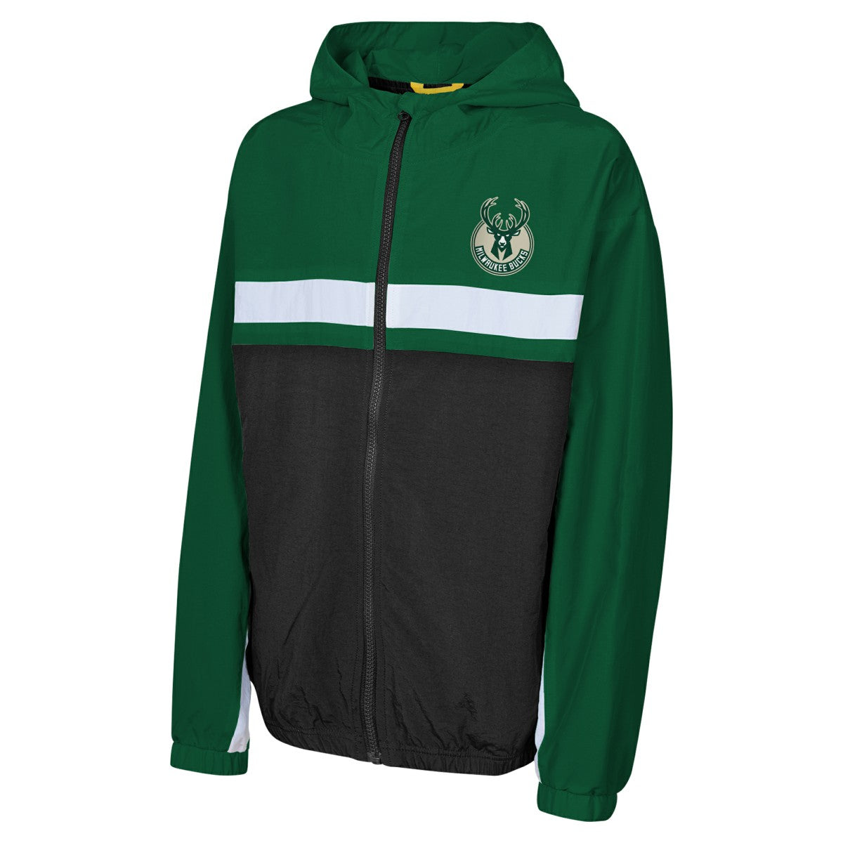 Milwaukee Bucks Youth Headliner Windbreaker Full-Zip Hoodie Jacket Hunter Green - NBA
