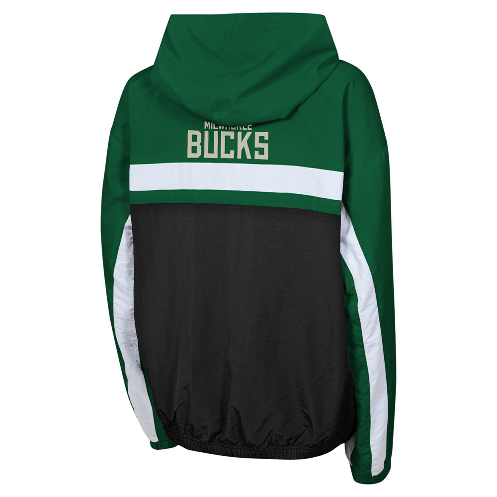 Milwaukee Bucks Youth Headliner Windbreaker Full-Zip Hoodie Jacket Hunter Green - NBA
