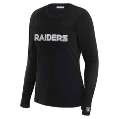 Las Vegas Raiders WEAR by Erin Andrews x Gracie Hunt Women's Mesh Panel Long Sleeve T-Shirt Black | NFL