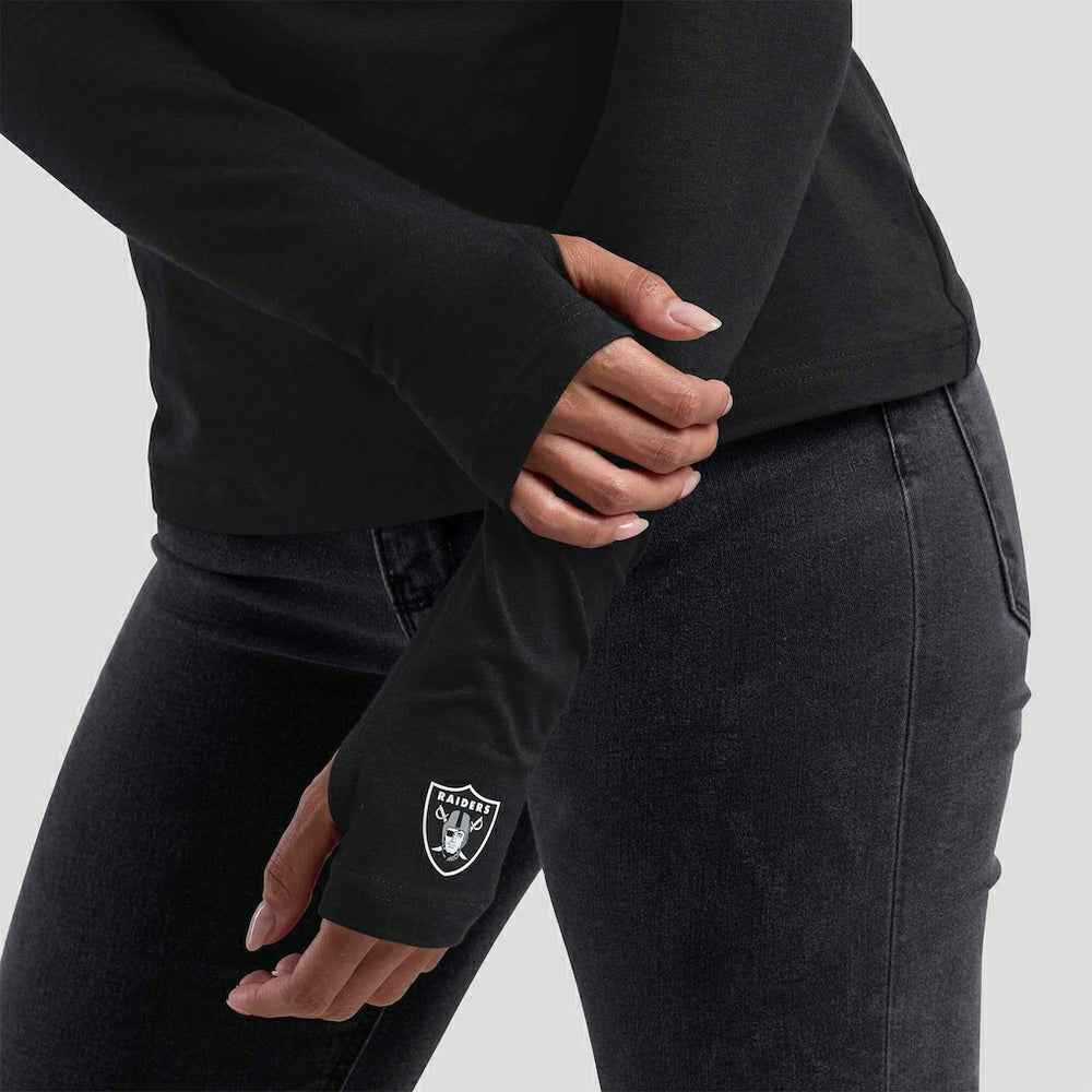 Las Vegas Raiders WEAR by Erin Andrews x Gracie Hunt Women's Mesh Panel Long Sleeve T-Shirt Black | NFL