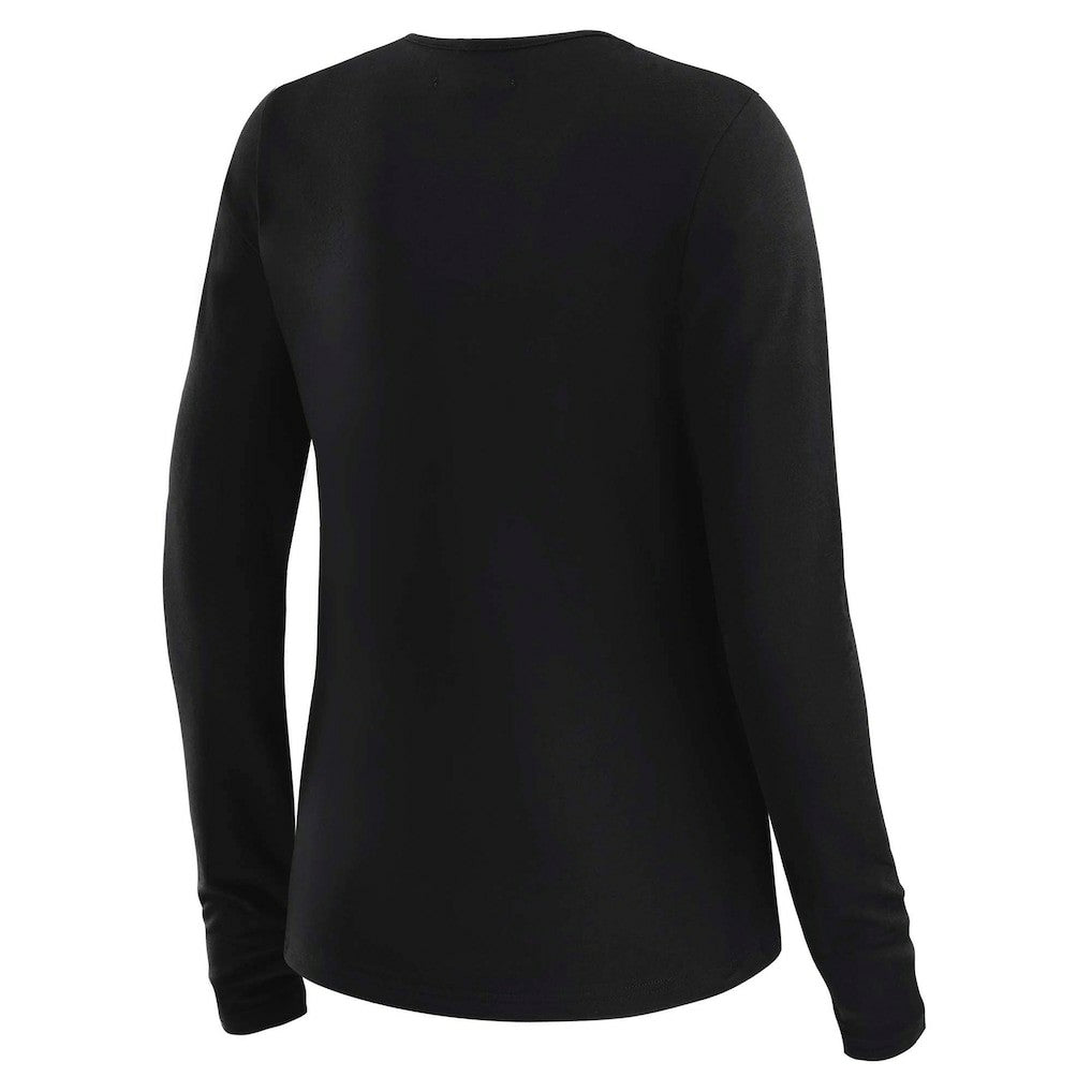 New Orleans Saints WEAR by Erin Andrews x Gracie Hunt Women's Mesh Panel Long Sleeve T-Shirt Black | NFL