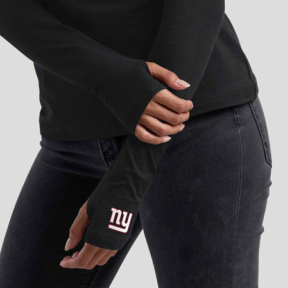 New York Giants WEAR by Erin Andrews x Gracie Hunt Women's Mesh Panel Long Sleeve T-Shirt Black | NFL