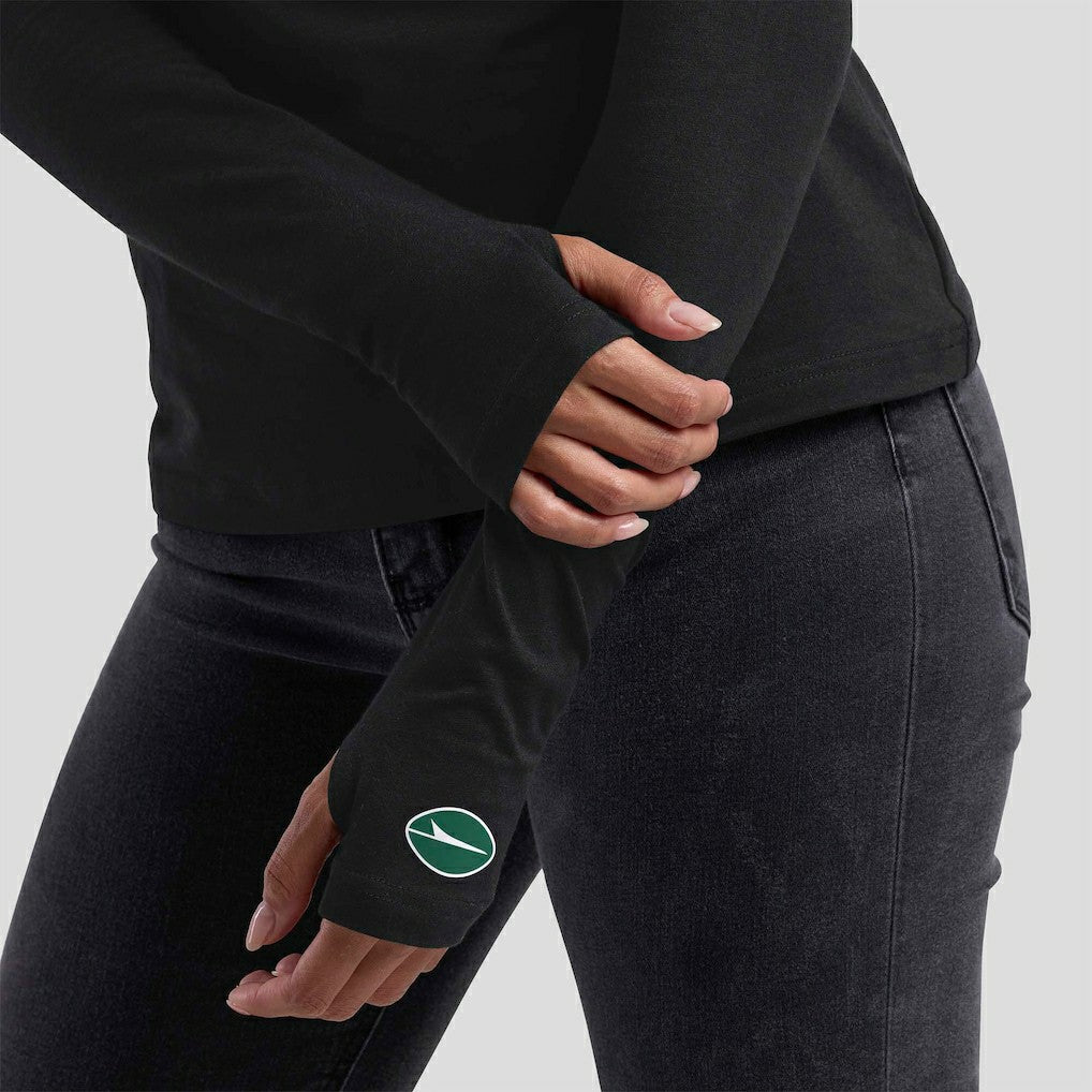 New York Jets WEAR by Erin Andrews x Gracie Hunt Women's Mesh Panel Long Sleeve T-Shirt Black | NFL