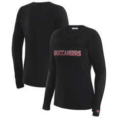 Tampa Bay Buccaneers WEAR by Erin Andrews x Gracie Hunt Women's Mesh Panel Long Sleeve T-Shirt Black | NFL