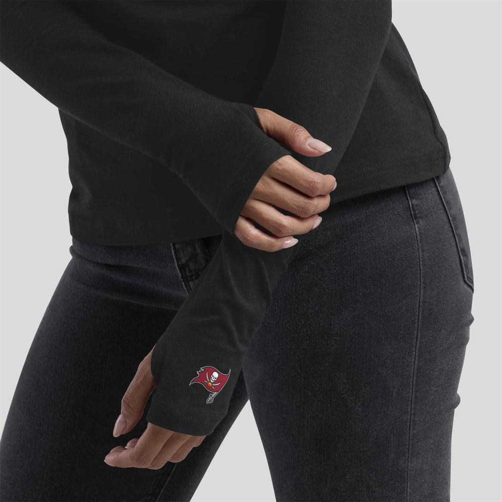 Tampa Bay Buccaneers WEAR by Erin Andrews x Gracie Hunt Women's Mesh Panel Long Sleeve T-Shirt Black | NFL