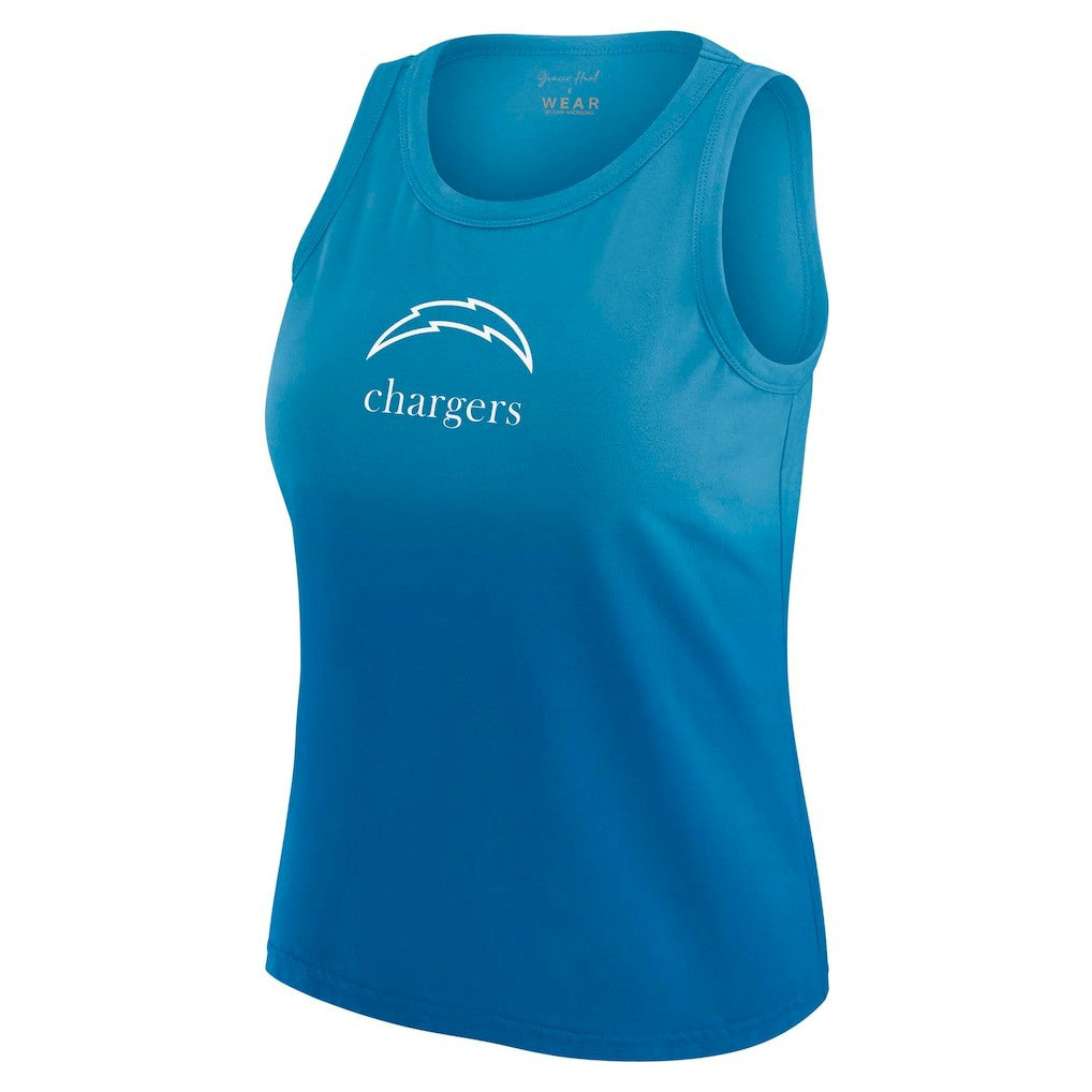 Los Angeles Chargers WEAR by Erin Andrews x Gracie Hunt Women's Ombre Tank Top Blue | NFL